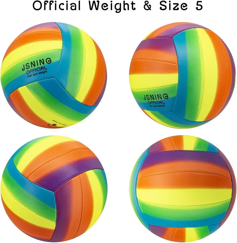 JSNING Rainbow Volleyball,Volley lite for Outdoor Indoor Beach Game,Soft Touch,Official Size 5,Cute Cool Design - Image 2